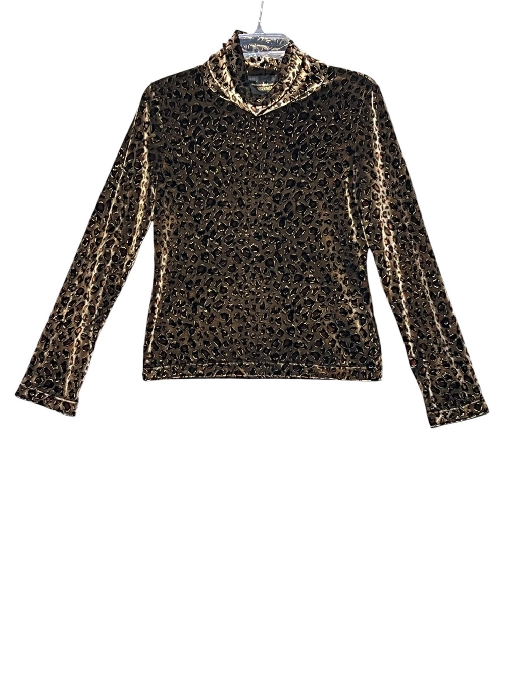 SKEA SHIMMIES Gold Leopard Velvet Cowl Neck Long Sleeve Top Women’s Medium - Picture 12 of 12